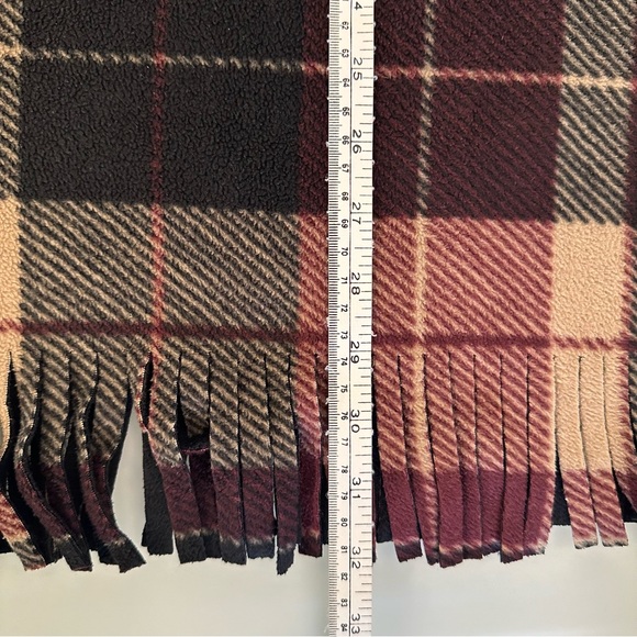 Rachel Roy | Cozy Burgundy Plaid Cape / Wrap / Shrug | One Size - Picture 15 of 15